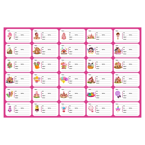 Candyland Theme School Labels Stickers